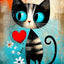 Geometric Cat Diamond Painting Kit, 5D Round Drill Wall Art