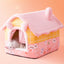 Shaggy Roof Cat House Bed with Fluffy Faux Fur Trim