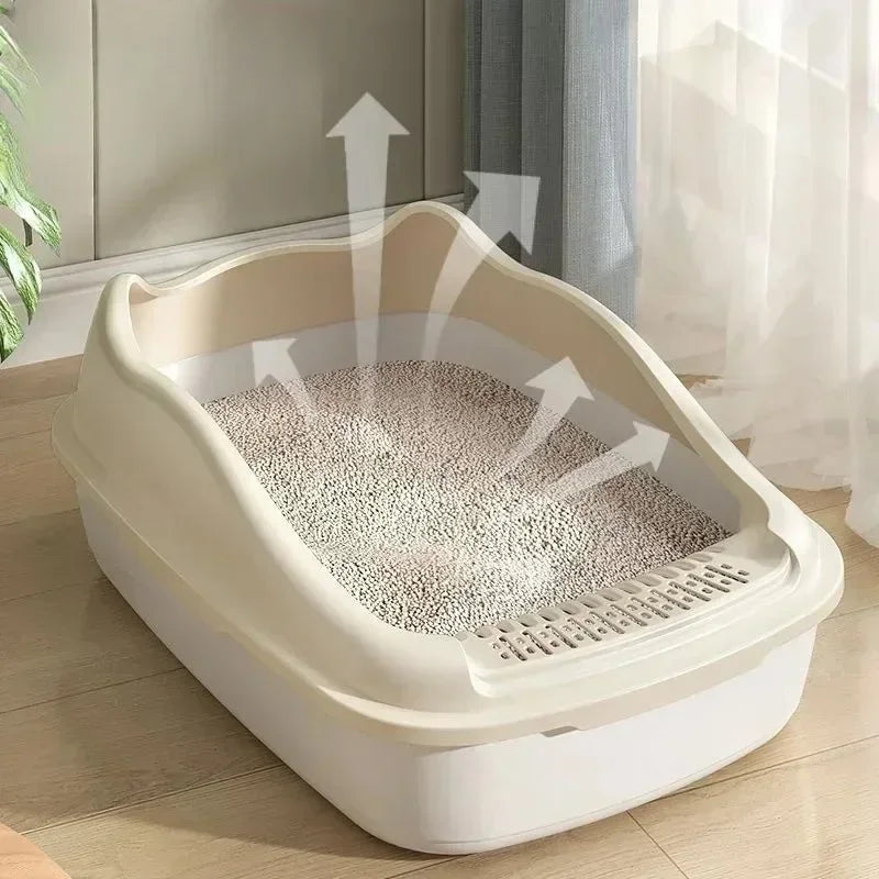 Small Cat Litter Box With Cat Ear Rim, Kitten Litter Pan With Scoop