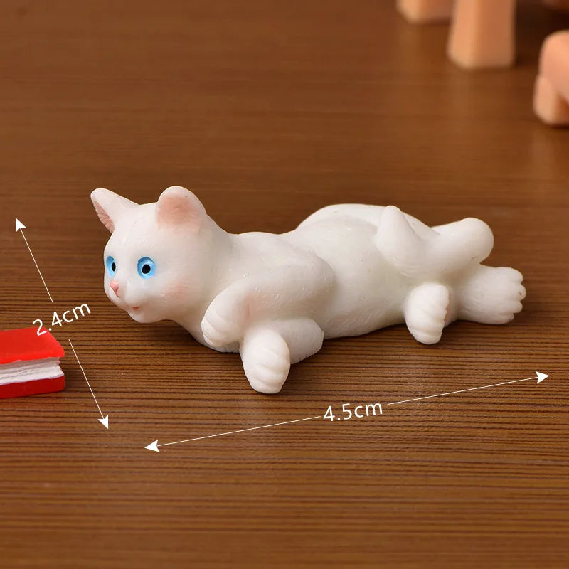 Miniature Resin Cat Figurine for Fairy Gardens and Dollhouses