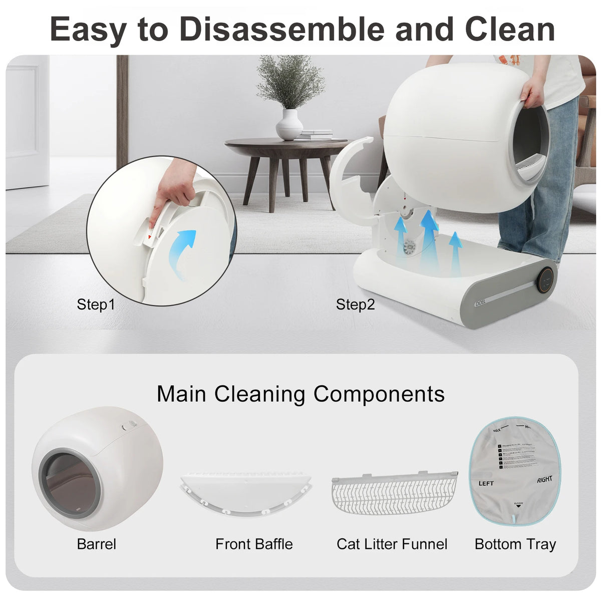 Smart Automatic Cat Litter Box – Self-Cleaning WiFi Litter Box with Odor Control, Weight Sensors & Large Waste Capacity