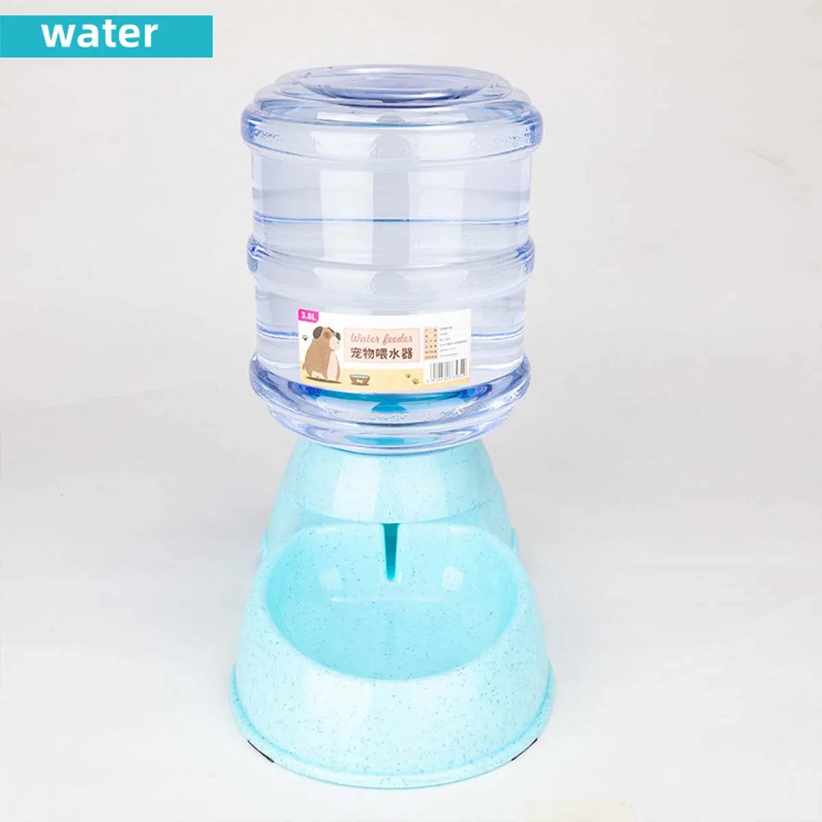 Large 3.8 L Gravity Cat Water Dispenser and Food Feeder, Speckled Base
