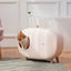 Mochi Shaped Enclosed Cat Litter Box, Rounded Covered Litter Box on Wooden Legs