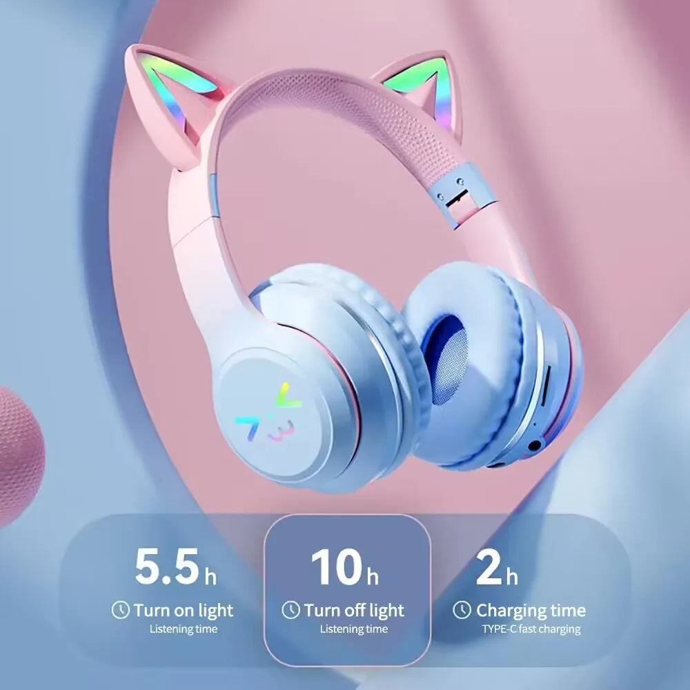 EOENKK Cat Wallet Bluetooth Headphones – Wireless Over-Ear Headset with 40mm Drivers, Memory Foam, Mic & Voice Assistant