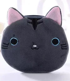 Orange Tabby Cat Face Coin Purse, Soft Plush Zipper Pouch, 4.9 Inches