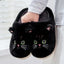Cat Print Plush House Slippers, Warm Flannel Winter Shoes