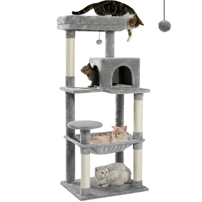5-Level Cat Tree for Large Cats with 20 lb Hammock and Condo