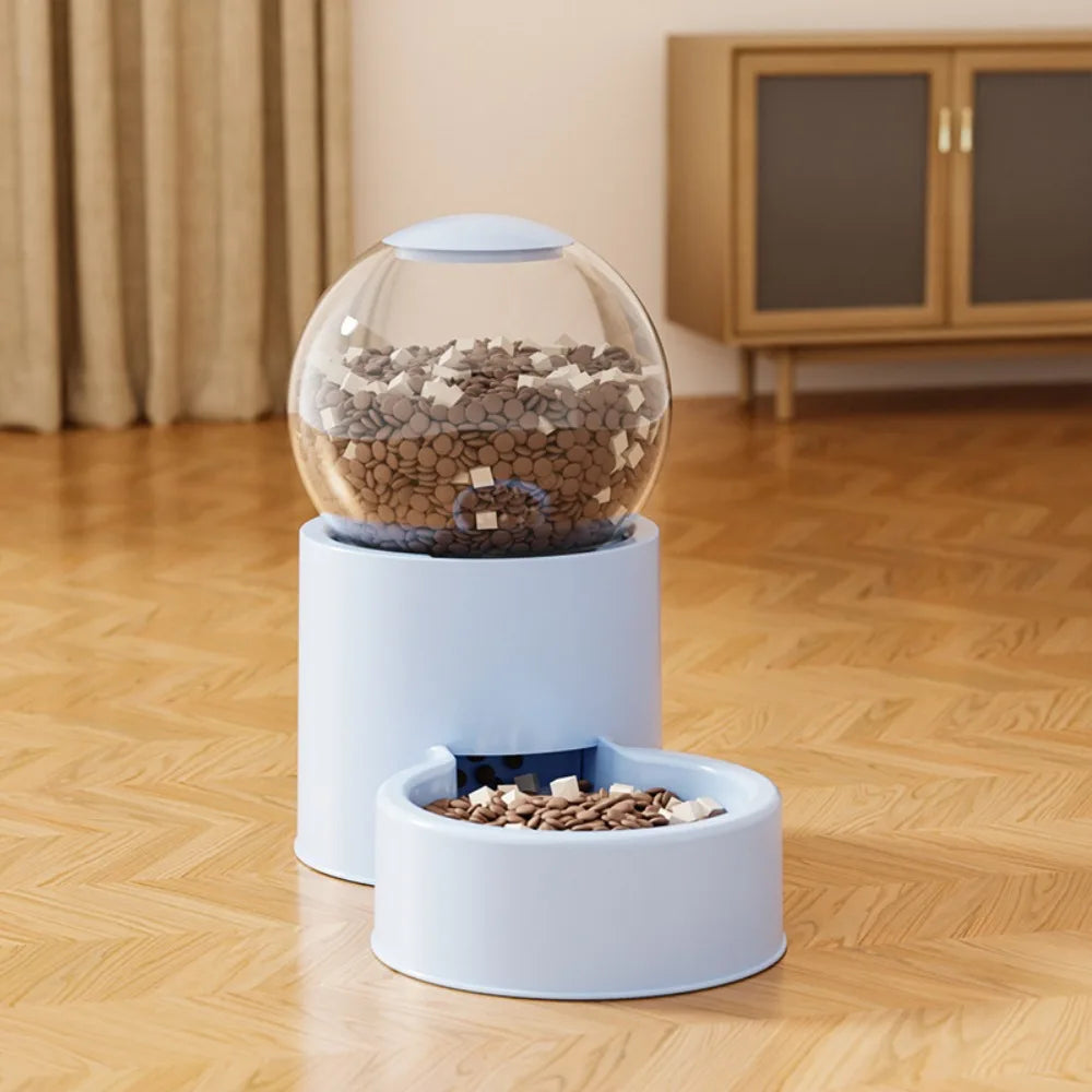 Bubble Gravity Cat Feeder or Water Dispenser, Clear Globe Refills the Bowl