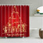 Christmas Shower Curtain with Snowman and Santa, Hooks Included