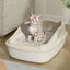 Small Cat Litter Box With Cat Ear Rim, Kitten Litter Pan With Scoop