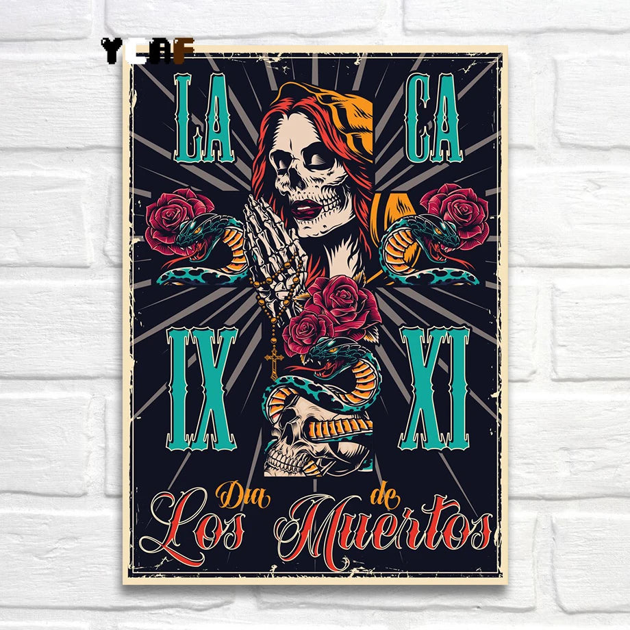 Tattoo Cats Canvas Print, Vintage Tattoo Parlor Cat Wall Art