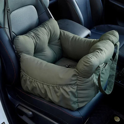 Cat Car Bed with Safety Belt and Washable Cushioned Bed