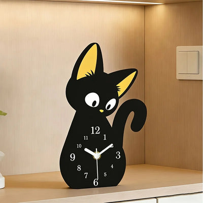 Black Cat Desk Clock, Cute Cartoon Cat Tabletop Clock