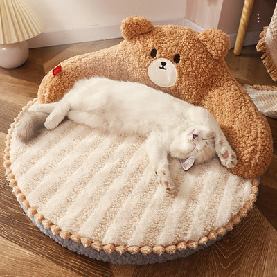 Bear Shaped Cat Sofa Bed with Soft Sponge Pad