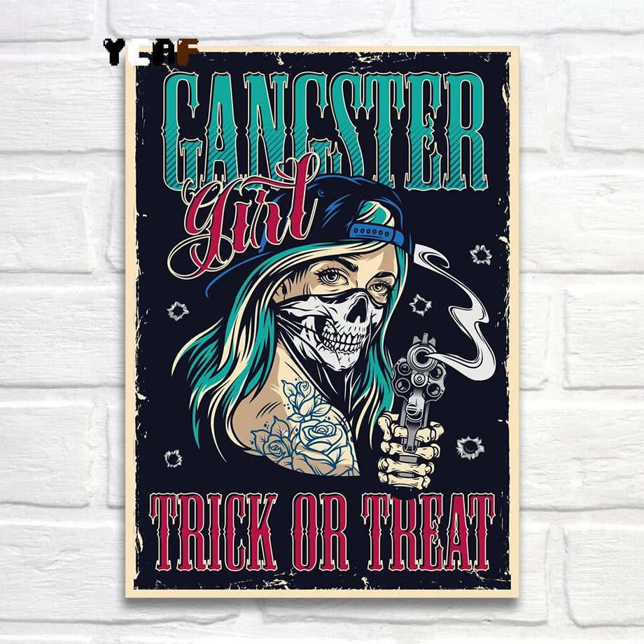 Tattoo Cats Canvas Print, Vintage Tattoo Parlor Cat Wall Art