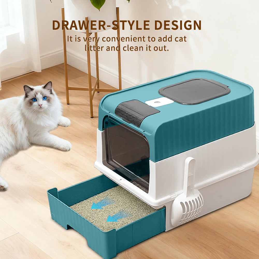 Large Cat Litter Box, Enclosed or Stainless Steel Open Style for Multi-Cat Homes