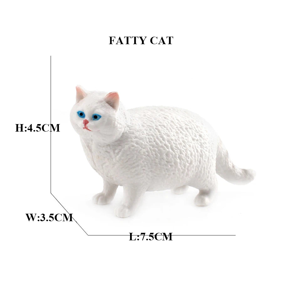 Realistic Ragdoll Cat Figurine and Chubby Cat Model, PVC