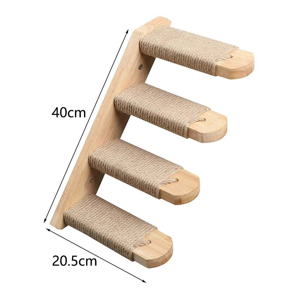 Wall-Mounted Cat Climbing Shelf Set with Bridge and Hammock