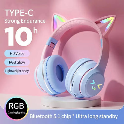 EOENKK Cat Wallet Bluetooth Headphones – Wireless Over-Ear Headset with 40mm Drivers, Memory Foam, Mic & Voice Assistant