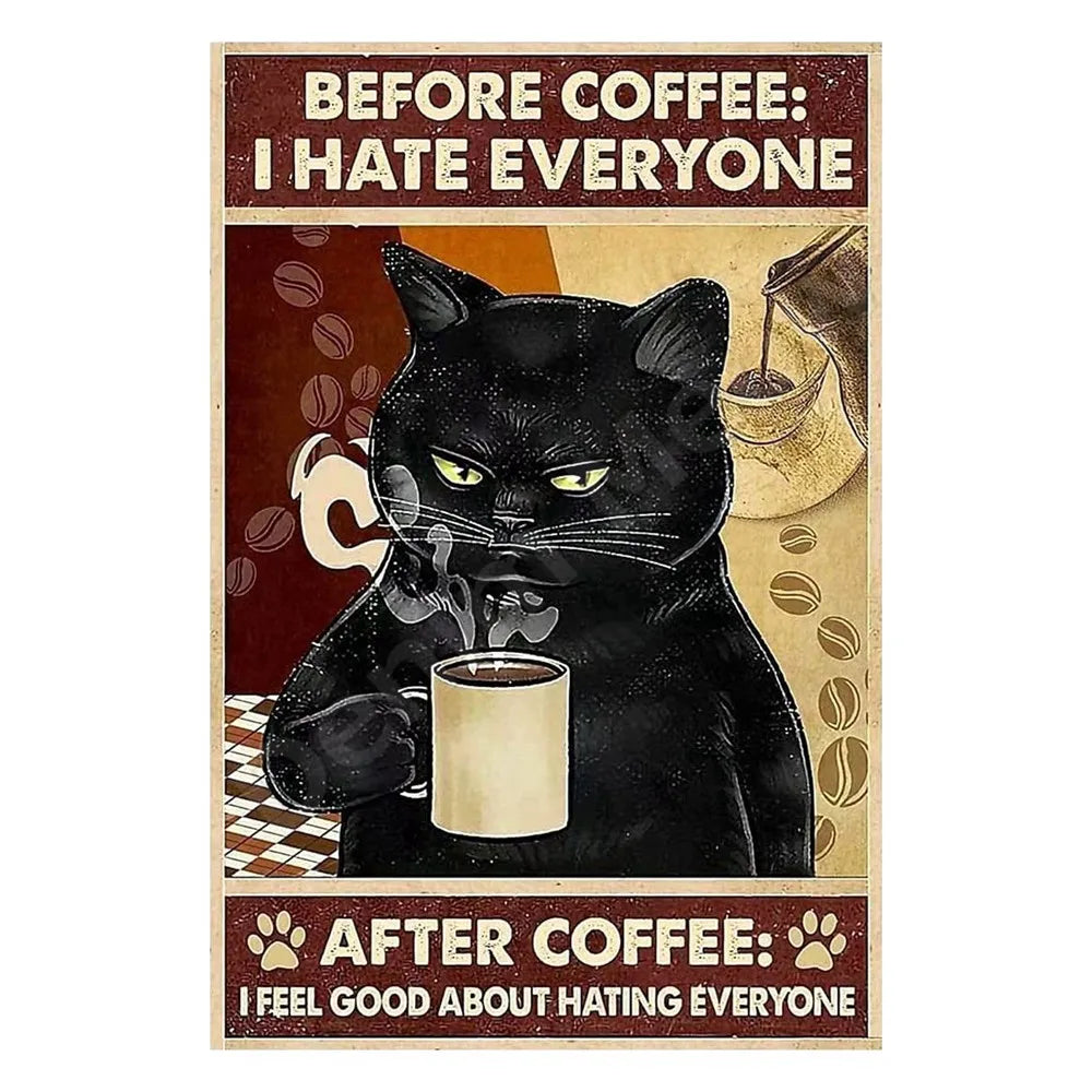 Oh My Eyes Black Cat Sign, Funny Bathroom Gift for Cat Owners