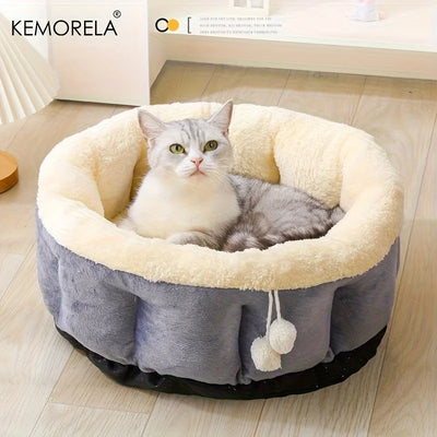 Extra High Side Round Cat Bed with Soft Cushion