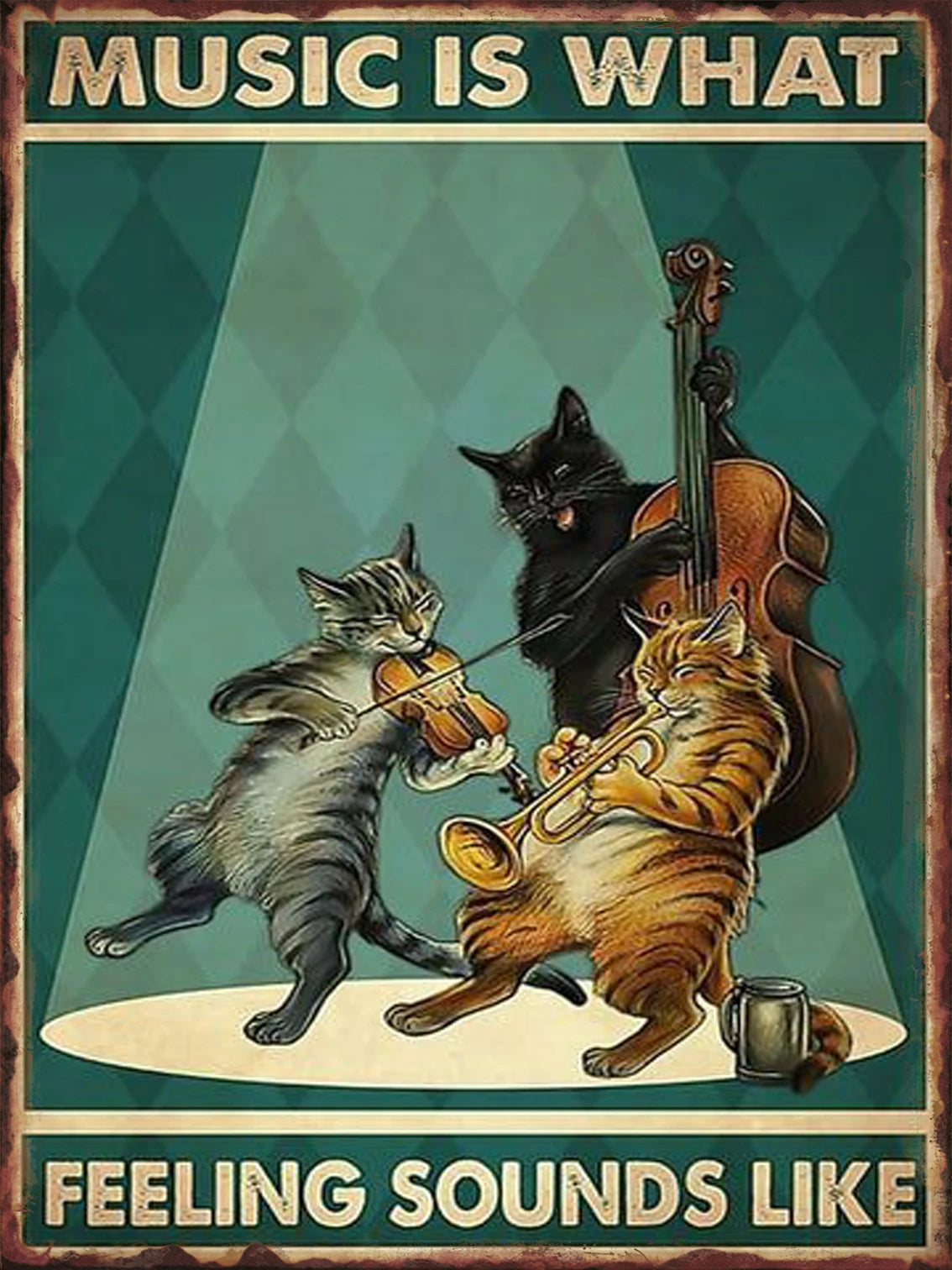 Funny Black Cat Aluminum Sign, 8 x 12 or 12 x 16 Inch Plaque