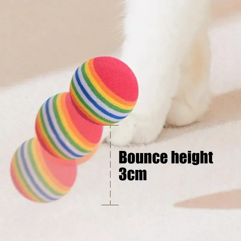 Rainbow Foam Cat Balls, Soft Lightweight Chase Toys in Packs of 10 to 100
