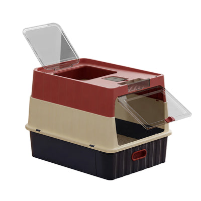 Large Cat Litter Box, Enclosed or Stainless Steel Open Style for Multi-Cat Homes