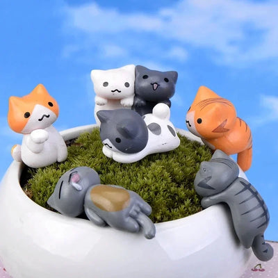 Lucky Cat Miniatures Set of 6, Mini Maneki Neko for Bonsai