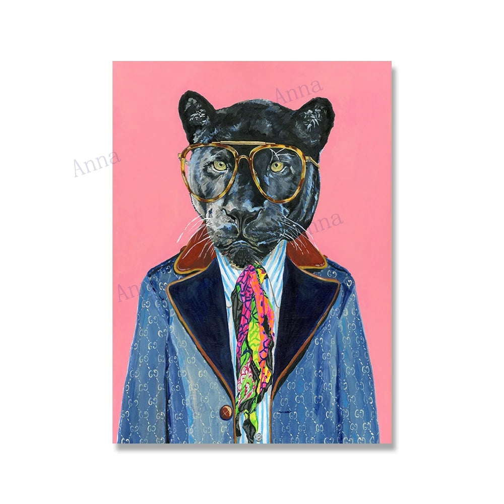 Pop Art Big Cat Poster, Leopard Lion Tiger Canvas Wall Art