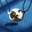 Matching Cat Couple Necklaces, 2-Piece Interlocking Gold and Silver-Tone Pendants