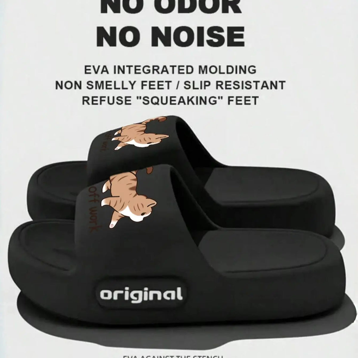 Lightweight EVA House Slippers, Flat Pull-On Home Slides