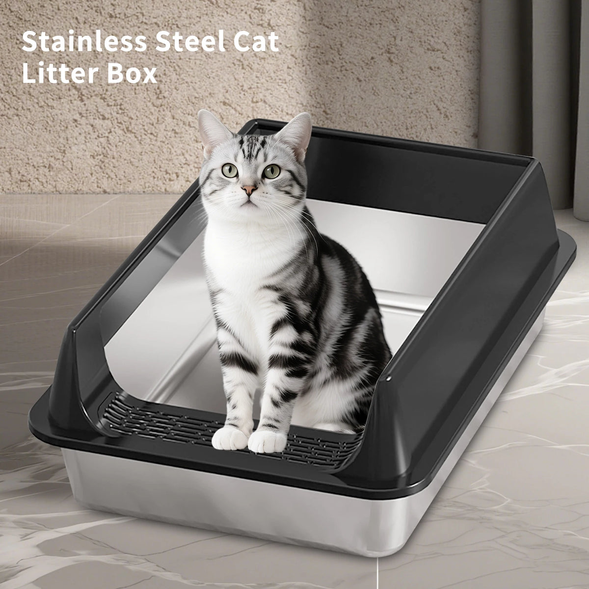 Large Cat Litter Box, Enclosed or Stainless Steel Open Style for Multi-Cat Homes