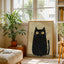Black Cat Poster on Bold Orange, Funny Minimalist Cat Art Print