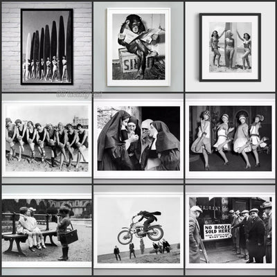 Black and White Vintage Photo Canvas Print, Retro Funny Wall Art