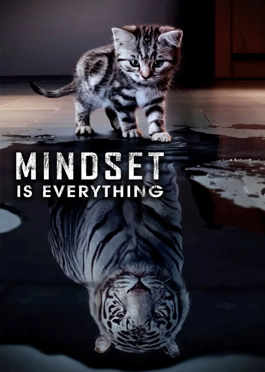 Mindset Is Everything Lion Poster, Motivational Canvas Print