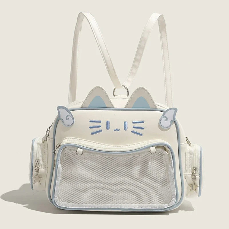Cat Ears Handbag with Transparent Pocket Backpack