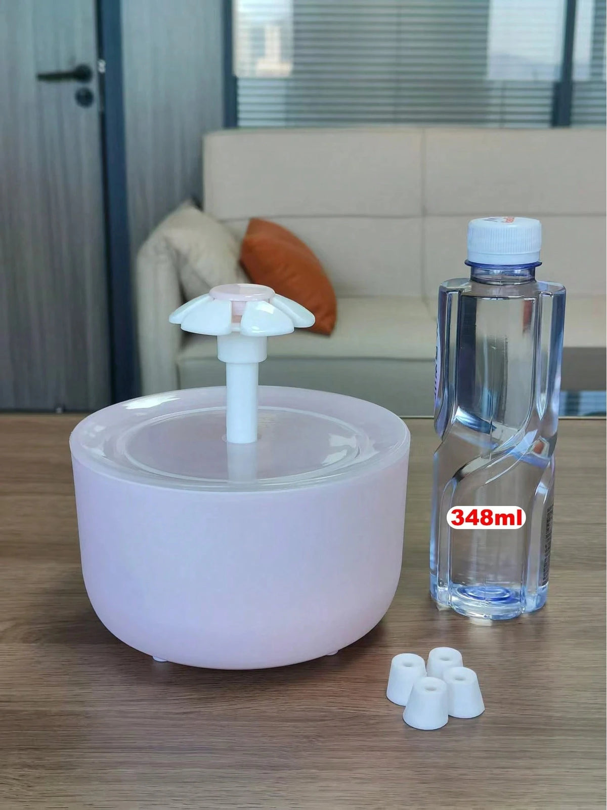 Clear Flower Cat Water Fountain, 1.5L USB Fountain With Adjustable Flow