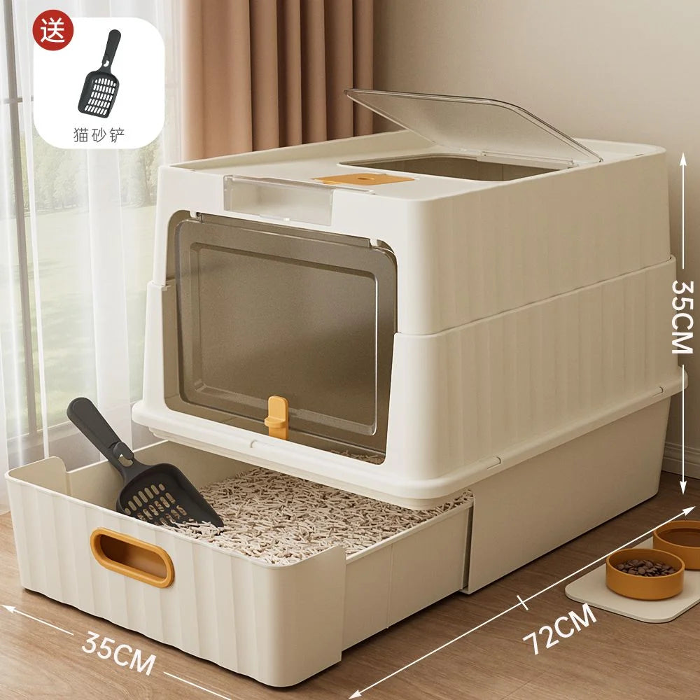 Large Cat Litter Box, Enclosed or Stainless Steel Open Style for Multi-Cat Homes