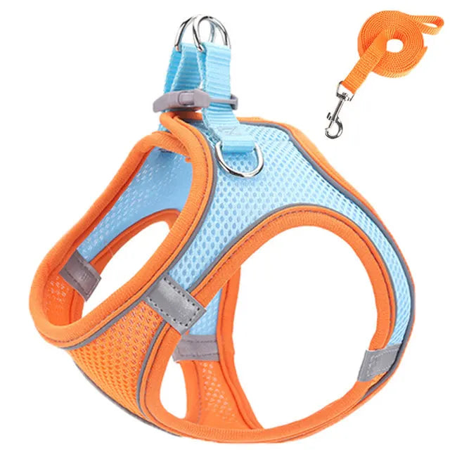 Step-In Cat Harness and Leash Set, Breathable Mesh Vest With Reflective Edges