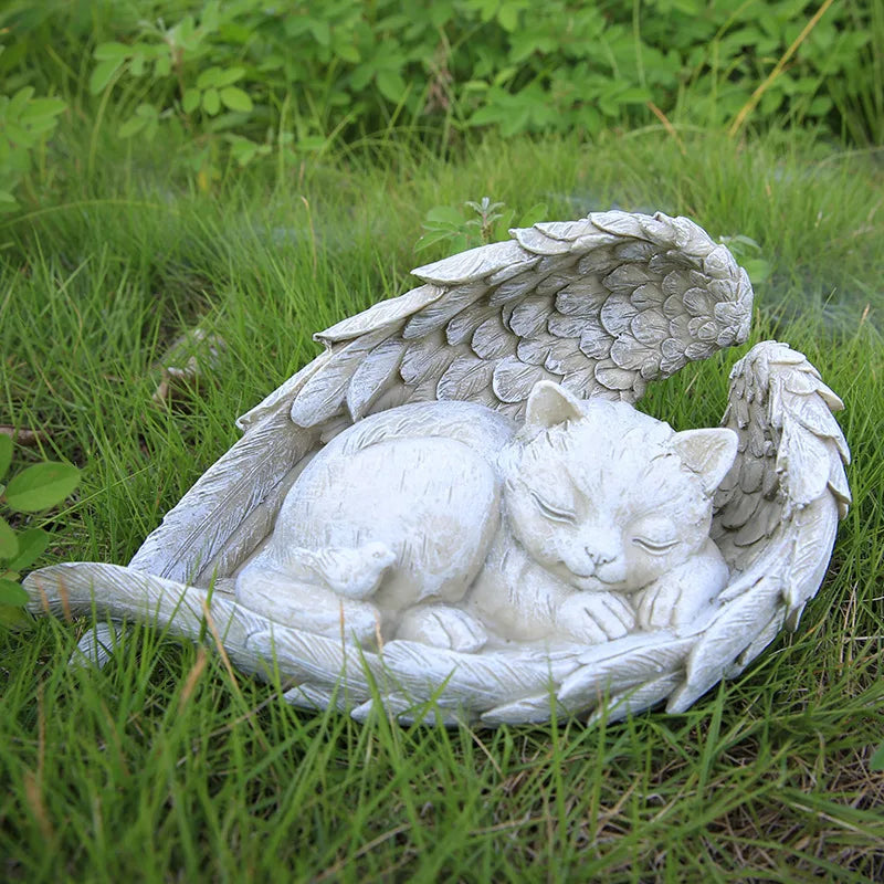 Cat Sympathy Gift, Angel Wing Memorial Figurine for a Grieving Friend