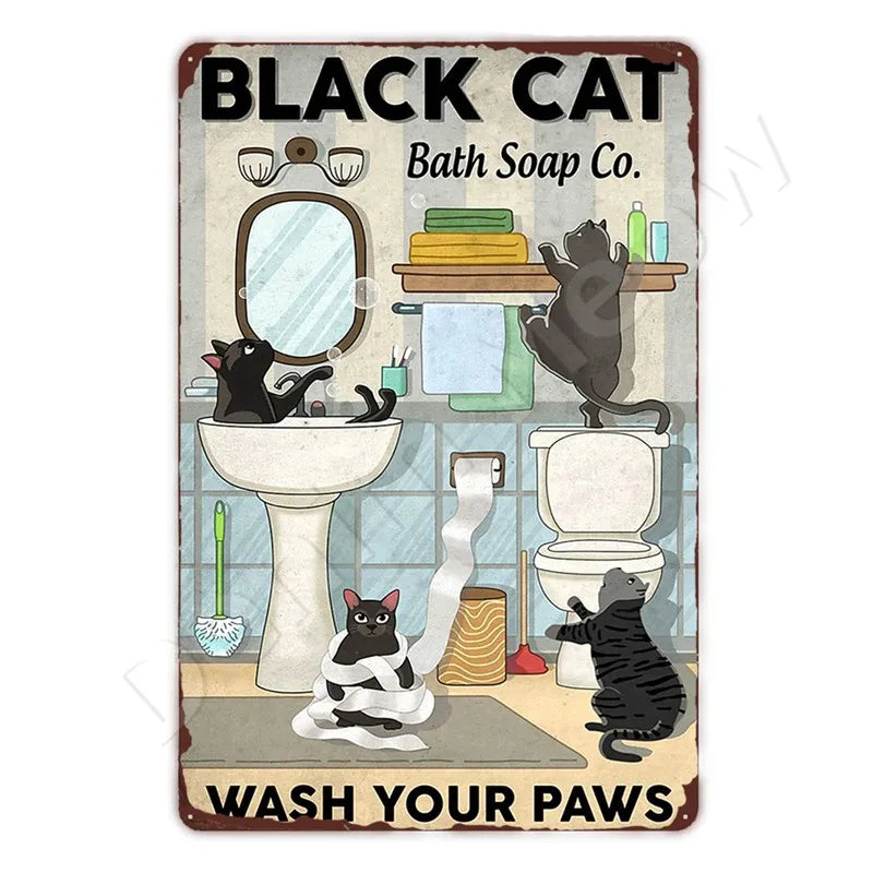 Oh My Eyes Black Cat Sign, Funny Bathroom Gift for Cat Owners
