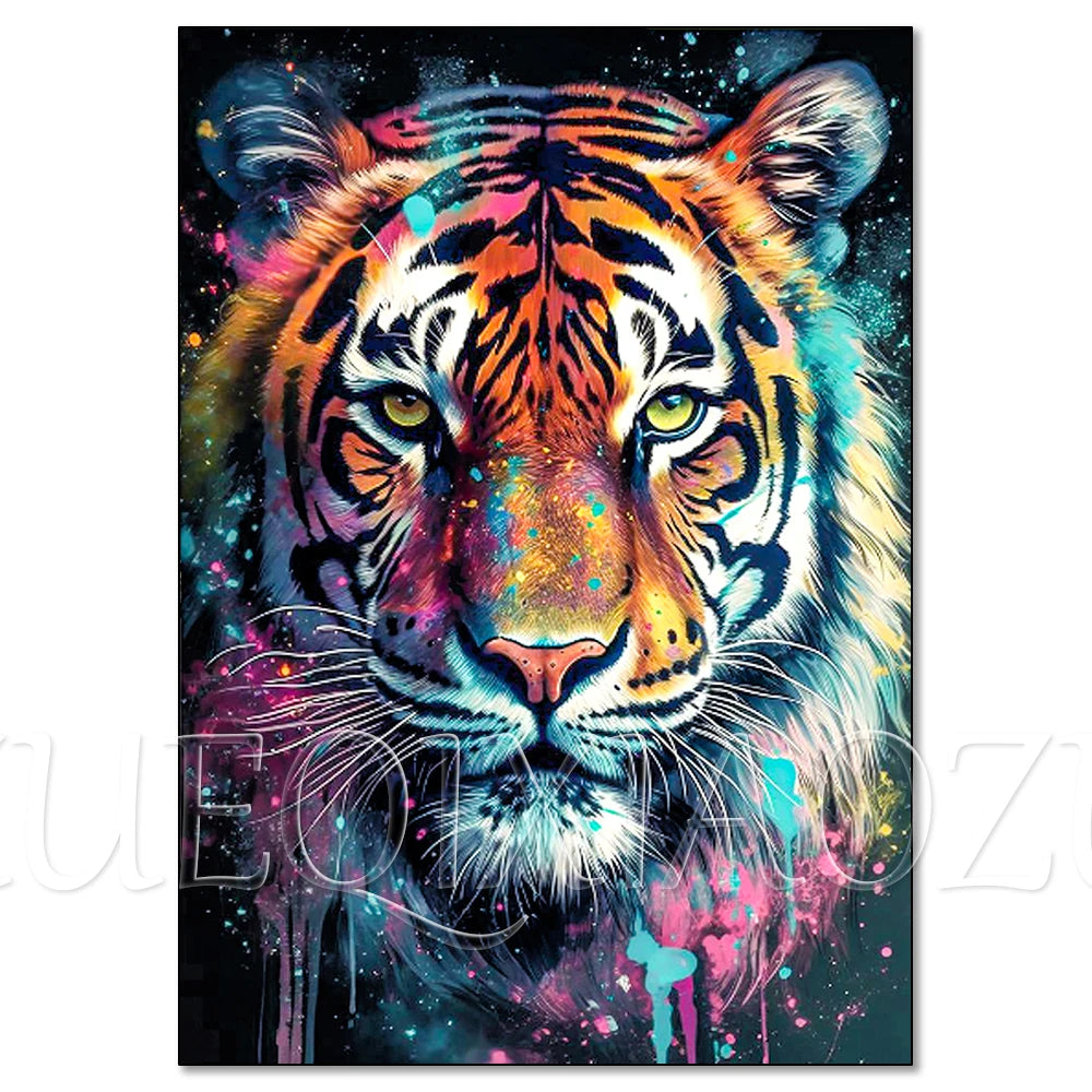 Colorful Lion Diamond Painting Kit, 5D Full Drill Big Cat Art