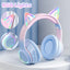 QearFun Cat Wallet Bluetooth Headphones – Cute Cat Ear Wireless Headset with Colorful LED Lights, Mic & Foldable Design