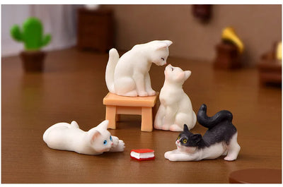 Miniature Resin Cat Figurine for Fairy Gardens and Dollhouses