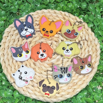 Calico Cat Key Cover Cap, Soft Cat Face Key Topper With Ball Chain