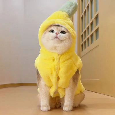Banana Cat Costume, Fleece Banana Hoodie for Cats