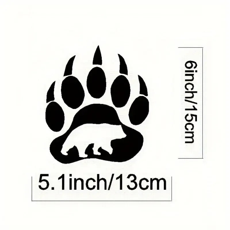 Bear Paw Print Sticker with Bear Silhouette, 5.1 x 6 Inch