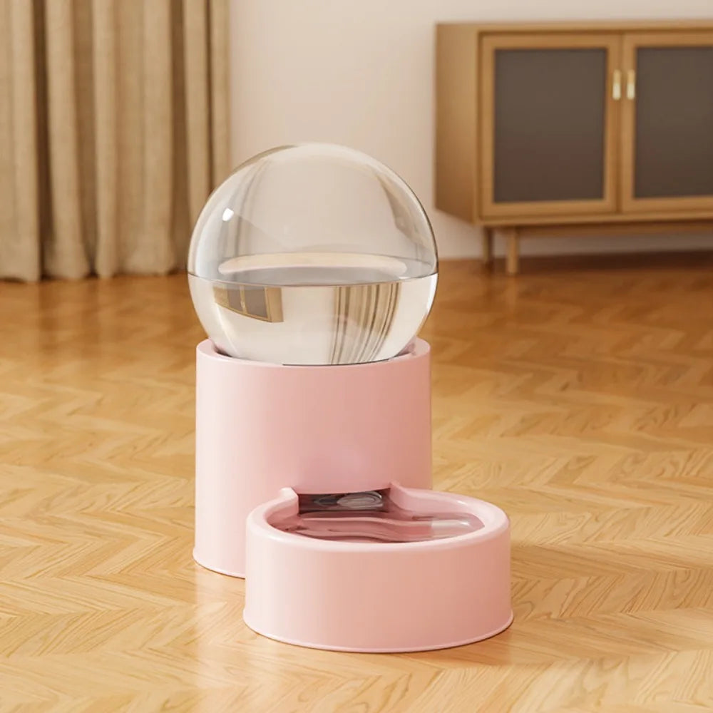 Bubble Gravity Cat Feeder or Water Dispenser, Clear Globe Refills the Bowl