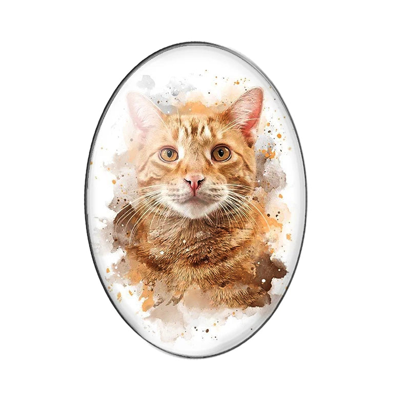 Persian Cat Glass Cabochons, 10 Pack Oval Photo Domes for DIY Jewelry